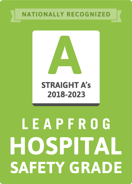 Leapfrog Hospital Safety Grade Fall 2023 logo